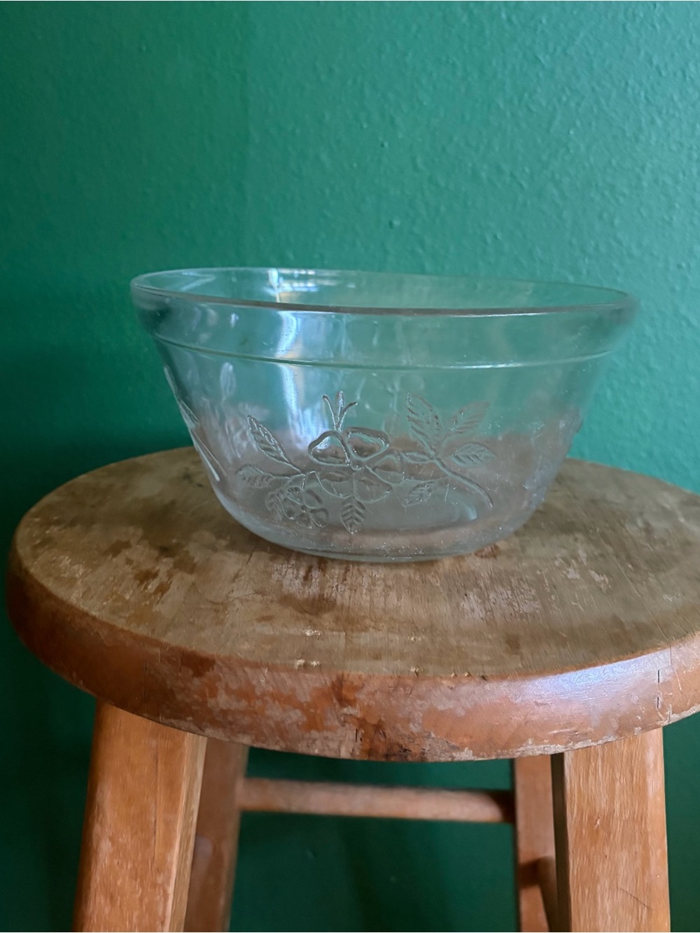 Vintage Federal Glass clear glass bowl with Crystal Blossoms 8 inch